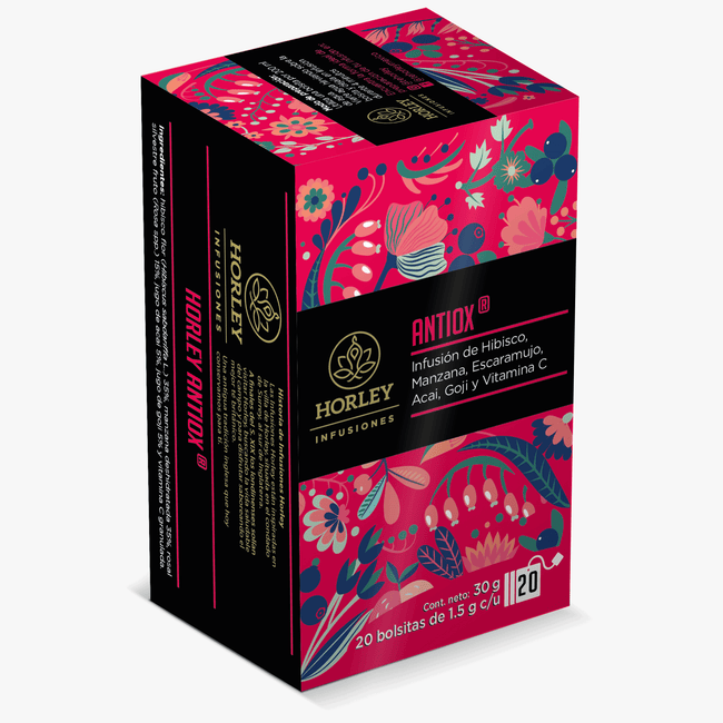 HORLEY ANTIOX Infusion de manzana, escaramujo, acai, goji y vitamina C.  3 cajitas de 20 sobres