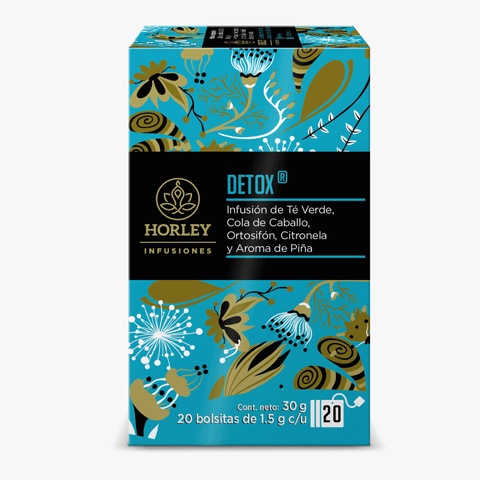 Horley DETOX Infusion de Té Verde, Cola de Caballo, Citronela, Ortosifón y Aroma de Piña- 3 cajitas de 20 sobres