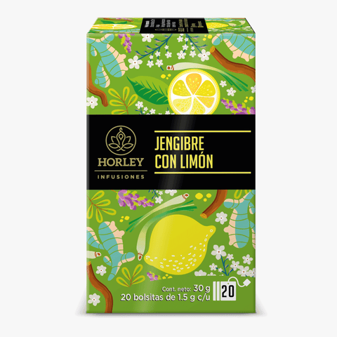 Horley Infusión de Jengibre con Limón - 3 cajitas de 20 sobres