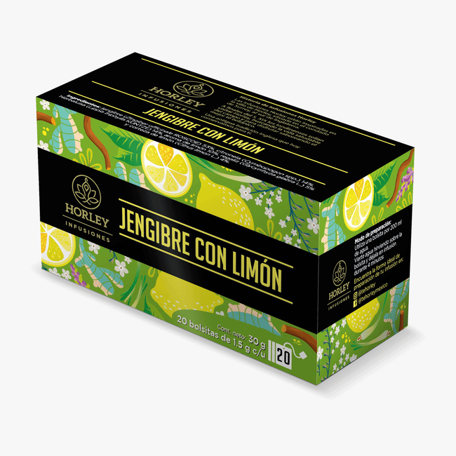 Horley Infusión de Jengibre con Limón - 3 cajitas de 20 sobres