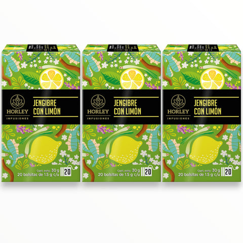 Horley Infusión de Jengibre con Limón - 3 cajitas de 20 sobres
