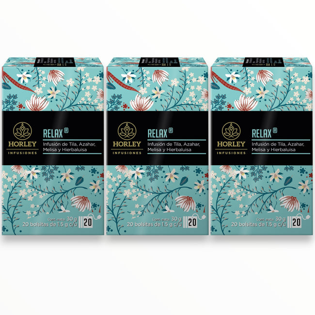 Horley RELAX infusión de Tila, Hola de Naranjo, Melisa y Hirebaluisa - 3 cajitas de 20 sobres